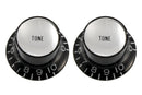 Black Tone Reflector Knobs - Black with Silver (2)