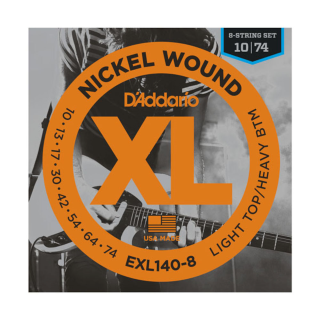 D'Addario EXL140-8 Nickel Wound, 8-String, Light Top/Heavy Bottom, 10-74