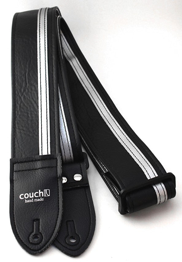 Couch Black w/ Silver Racer X Guitar Strap