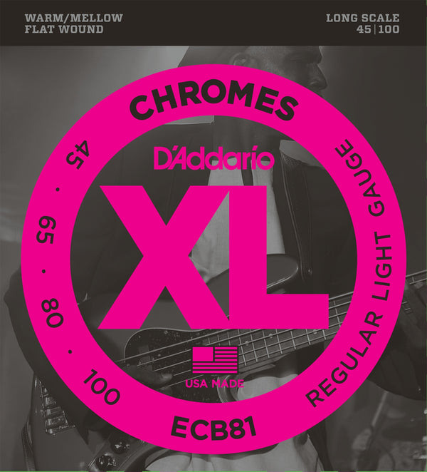 D'addario ECB81 Chromes Flat Wound Light Bass Strings
