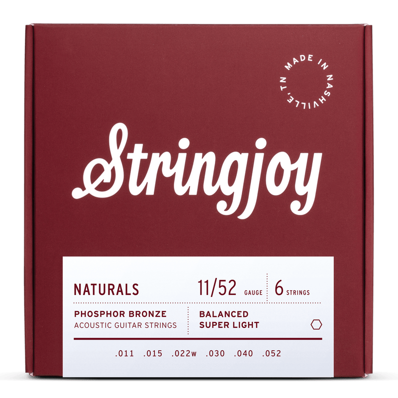 Stringjoy Naturals  Super Light Gauge (11-52) Phosphor Bronze Acoustic Guitar Strings
