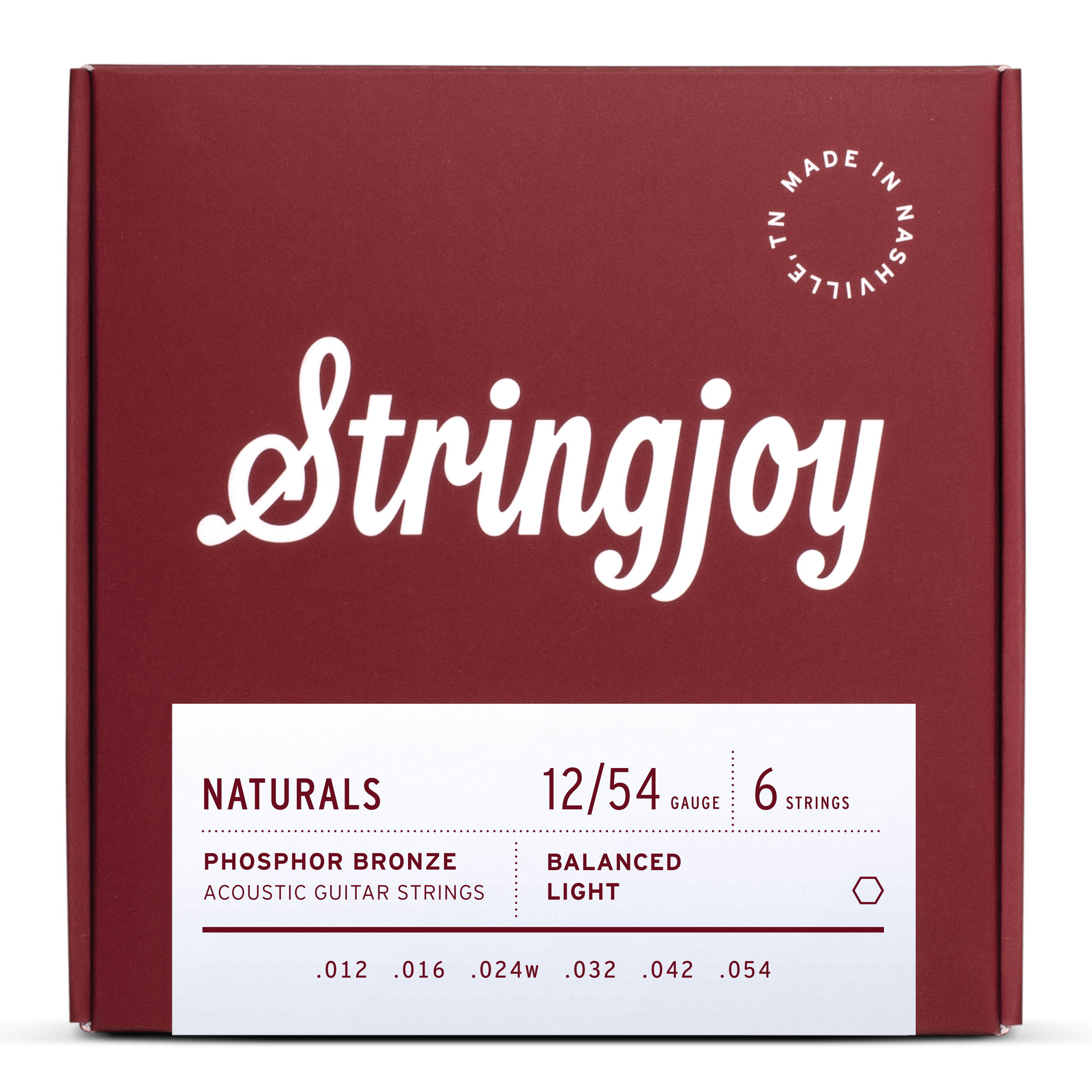 Stringjoy Naturals  Light Gauge (12-54) Phosphor Bronze Acoustic Guitar Strings