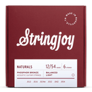 Stringjoy Naturals  Light Gauge (12-54) Phosphor Bronze Acoustic Guitar Strings