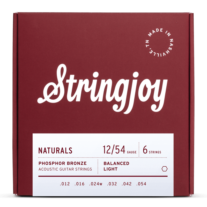 Stringjoy Naturals  Light Gauge (12-54) Phosphor Bronze Acoustic Guitar Strings