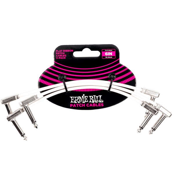 Ernie Ball 6" Flat Ribbon Patch Cable 3-Pack White
