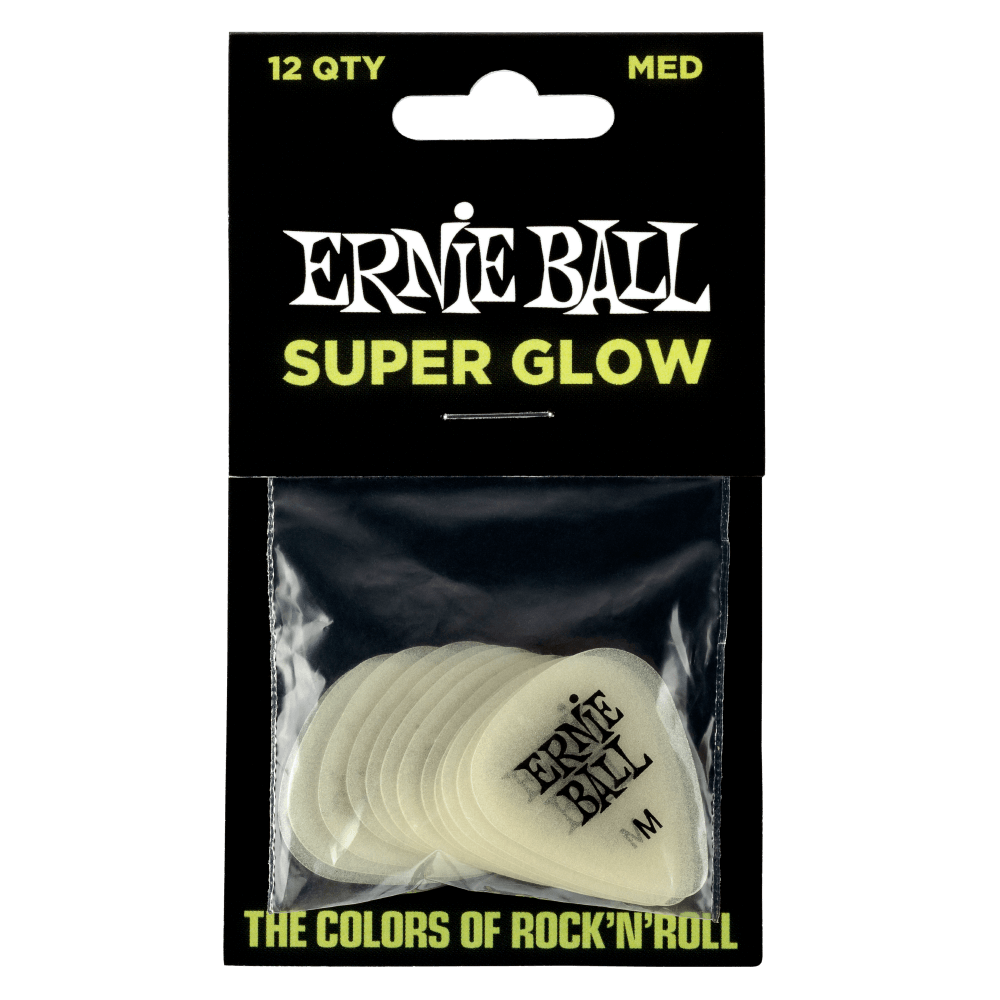 Ernie Ball Super Glow Cellulose Medium Picks 12 Pack