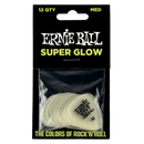 Ernie Ball Super Glow Cellulose Medium Picks 12 Pack