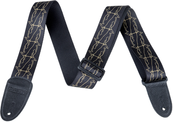 Gretsch Alternating Penguins Strap, Gold on Black
