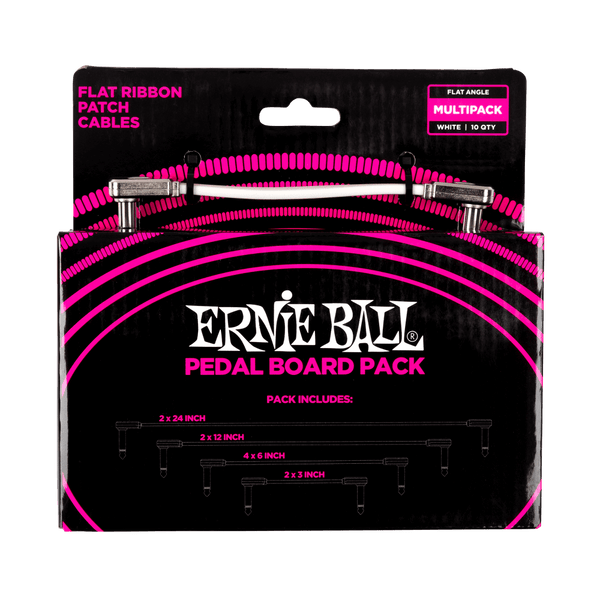 Ernie Ball Flat Ribbon Patch Cables Pedalboard Multi-Pack White