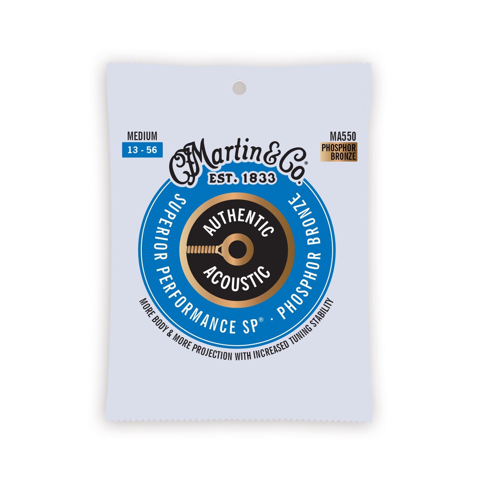 Martin MA550 SP Phosphor Bronze Authentic Acoustic Guitar Strings Medium 13-56
