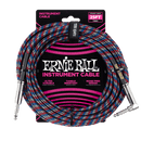 Ernie Ball 25' Braided Straight/Angle Instrument Cable Black/Red/Blue/White