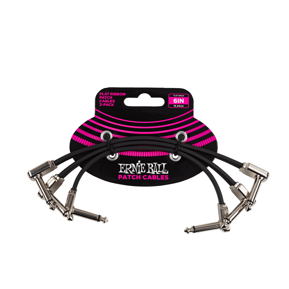 Ernie Ball 6" Flat Ribbon Patch Cable 3-Pack Black
