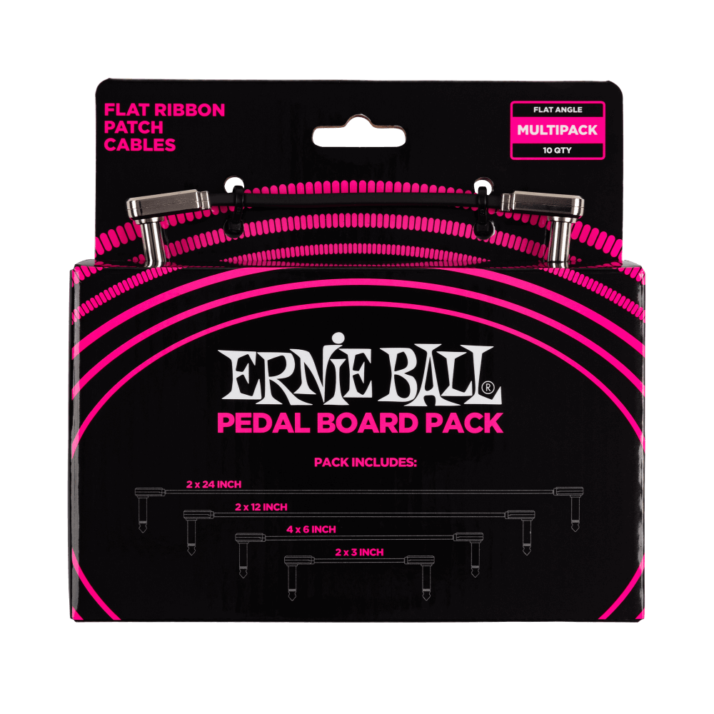 Ernie Ball Flat Ribbon Patch Cables Pedalboard Multi-Pack Black
