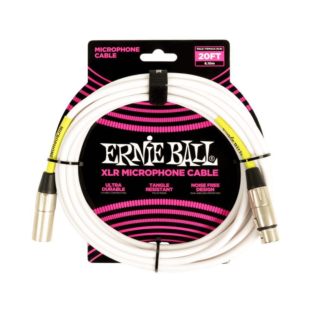 Ernie Ball Classic XLR Microphone Cable Male/Female 20ft White