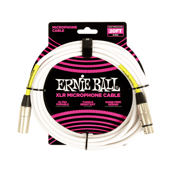 Ernie Ball Classic XLR Microphone Cable Male/Female 20ft White