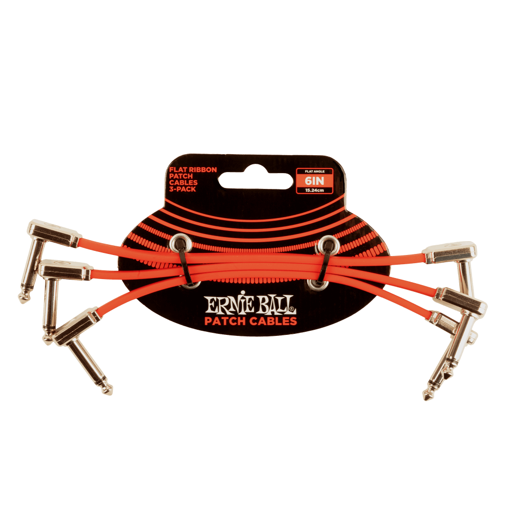Ernie Ball 6" Flat Ribbon Patch Cable 3-Pack Red