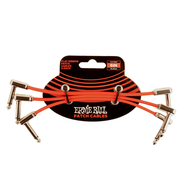 Ernie Ball 6" Flat Ribbon Patch Cable 3-Pack Red
