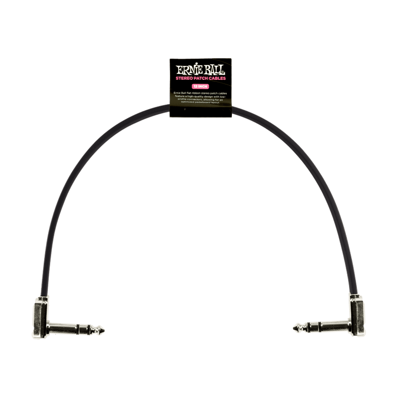 Ernie Ball Flat Ribbon Stereo Patch Cable 12in Black Single