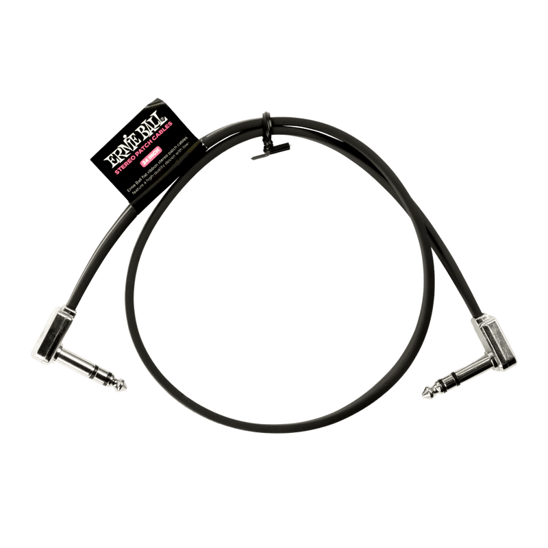 Ernie Ball Flat Ribbon Stereo Patch Cable 24in Black Single