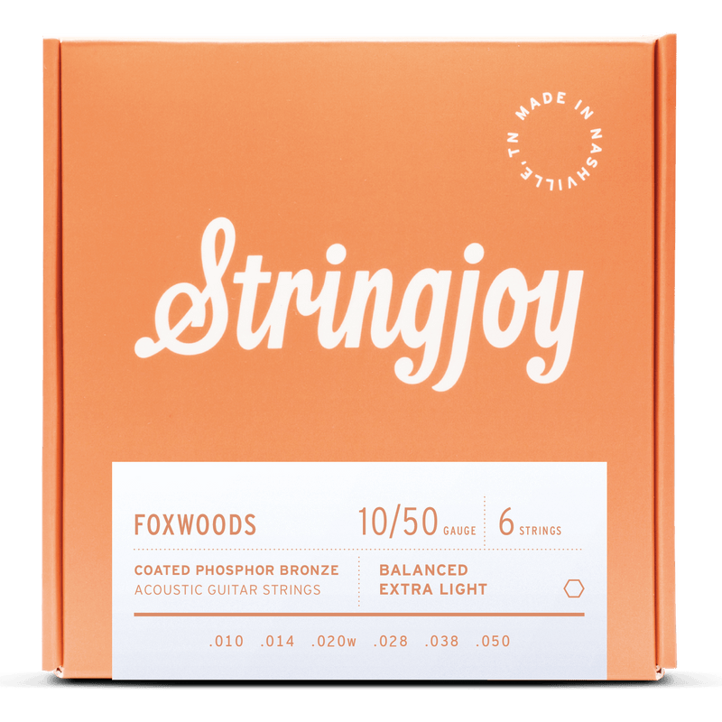 Stringjoy Foxwoods | Extra Light Gauge (10-50) Coated Phosphor Bronze Acoustic Guitar Strings  SKU: SJ-FW1050