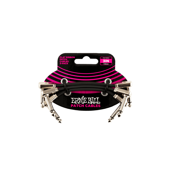 Ernie Ball 3" Flat Ribbon Patch Cable 3-Pack Black