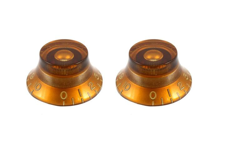 Set of 2 Bell Knobs - Amber / Standard