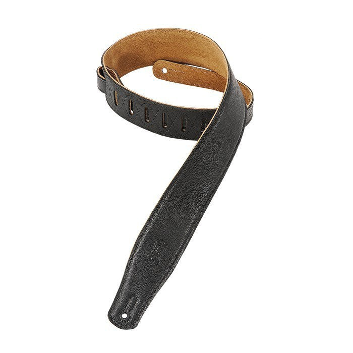 Levy's M26GF-BLK Black Padded Garment Leather Guitar Strap