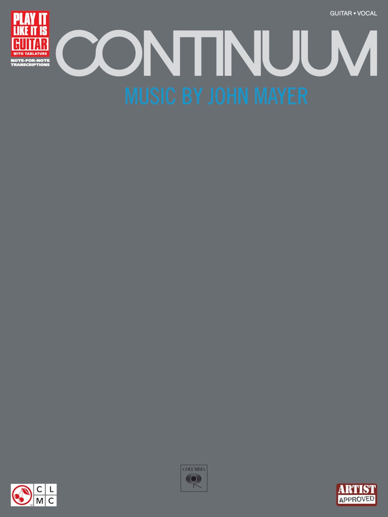 Hal Leonard John Mayer Continuum Guitar Tab Book